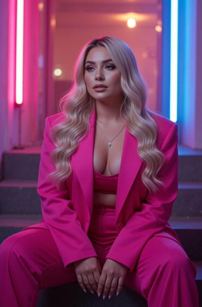 flux dev a young woman with platinumblonde hair shining with p 1