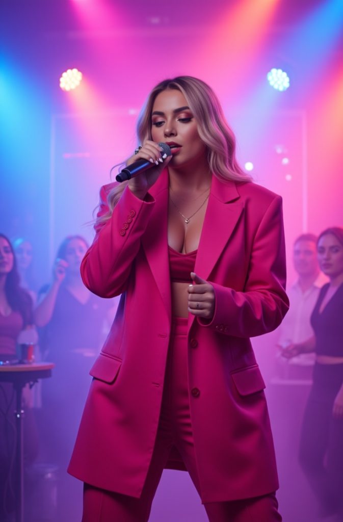 flux dev cinematic midwide shot of a confident young woman in 1